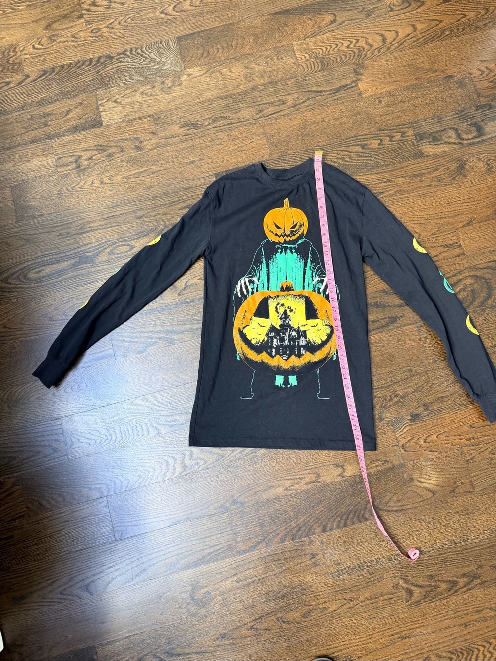 Black Halloween Pumpkin Long-Sleeve  Shirt